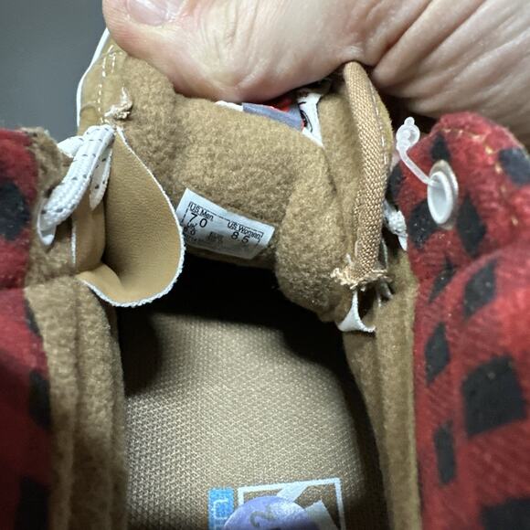 Vans Sk8 Hi MTE Shoes Mens 7 Brown Red Plaid Primaloft All Weather Sneaker - Picture 7 of 8